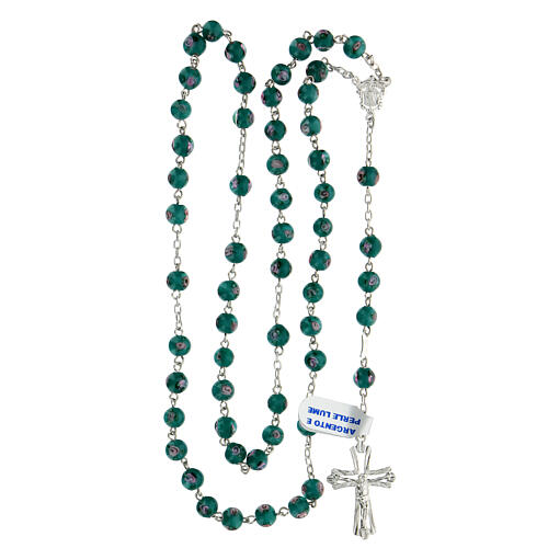 Rosary with beads in green glass 6 mm 925 silver 4