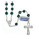 Rosary 925 silver green pink pearl 6 mm beads openwork cross s1