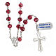 Rosary with beads in mauve glass 6 mm 925 silver s2