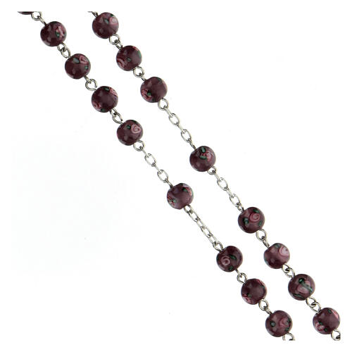 Rosary with beads in purple glass 6 mm 925 silver 3