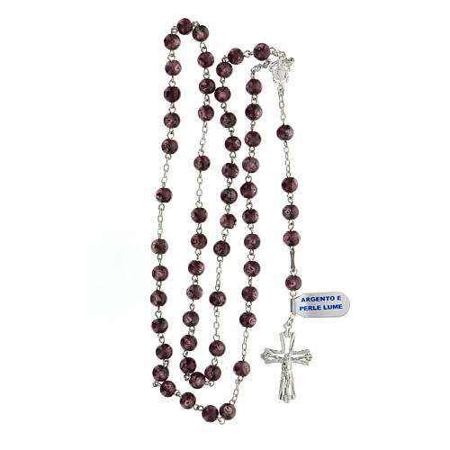 Rosary with beads in purple glass 6 mm 925 silver 4