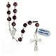 Rosary in 925 silver perforated cross purple pearl beads 6 mm  s2