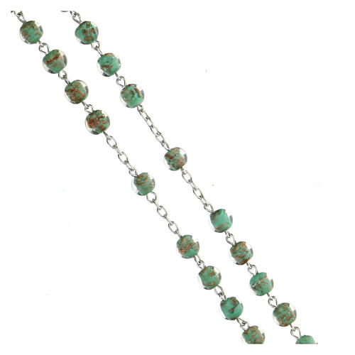 Rosary with beads in green and gold glass 6 mm 925 silver 3