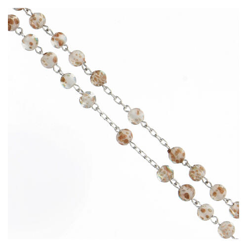 Rosary with beads in white and gold glass 6 mm 925 silver 3