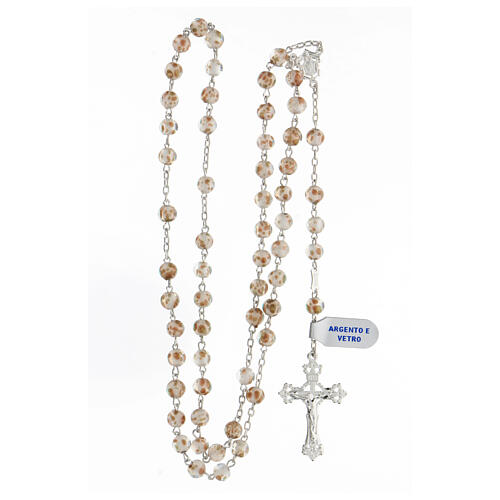 Rosary with beads in white and gold glass 6 mm 925 silver 4