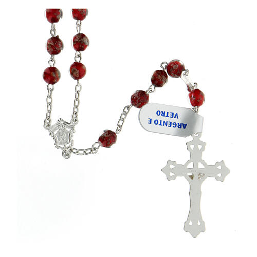 Rosary with beads in red glass 6 mm 925 silver 2
