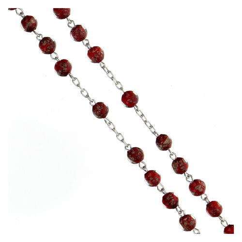 Rosary with beads in red glass 6 mm 925 silver 3