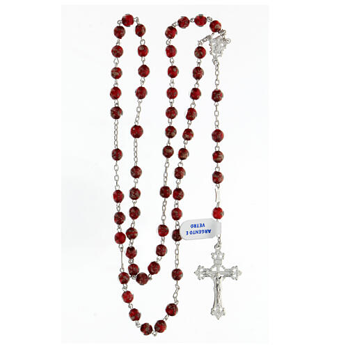 Rosary with beads in red glass 6 mm 925 silver 4