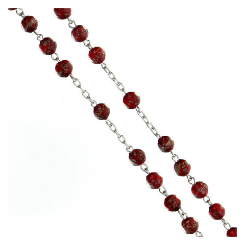 Rosary 925 silver red gold glass beads 6 mm 3