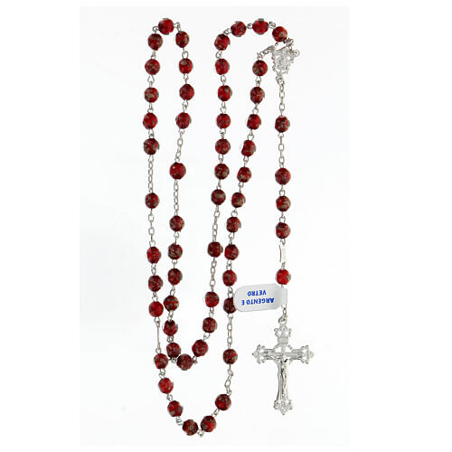 Rosary 925 silver red gold glass beads 6 mm 4