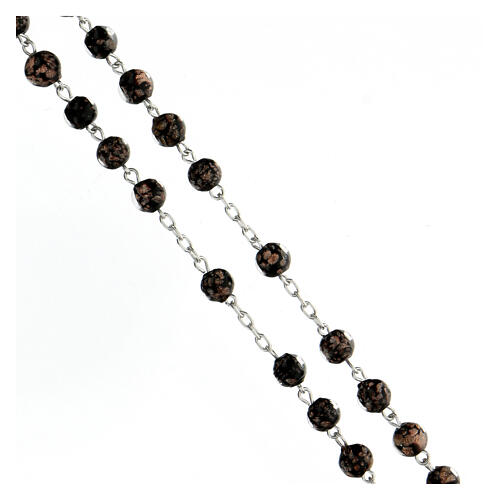 Glass rosary black and gold beads 6 mm 925 silver cross 3