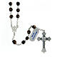 Glass rosary black and gold beads 6 mm 925 silver cross s2