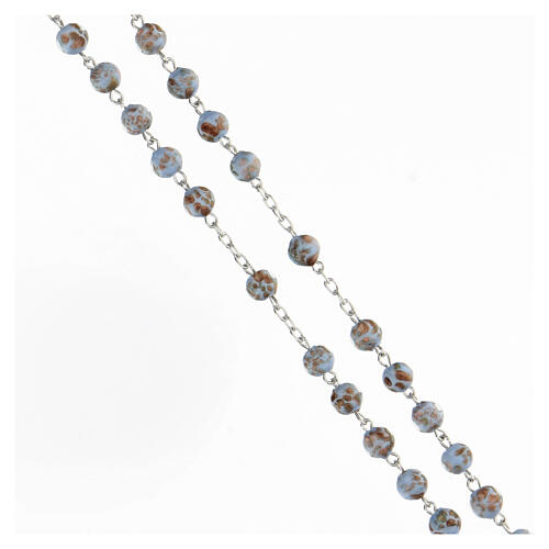 Rosary with beads in sky blue and gold glass 6 mm 925 silver 3
