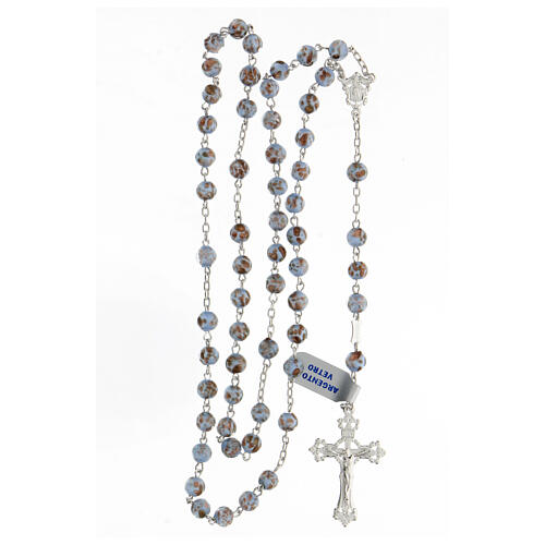 Rosary with beads in sky blue and gold glass 6 mm 925 silver 4
