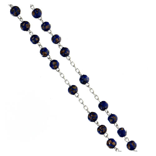 Rosary with beads in blue and gold glass 6 mm 925 silver 3