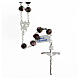 Silver rosary with 8x10 mm glass beads black rosettes s1