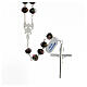 Silver rosary with 8x10 mm glass beads black rosettes s2
