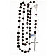 Silver rosary with 8x10 mm glass beads black rosettes s4