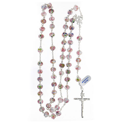 Rosary with beads in white glass 6 mm 925 silver 4