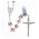 925 silver rosary with glass faceted beads 8x10 mm white rosettes s2