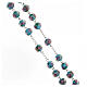 925 silver rosary tubular cross glass beads 8x10 mm light blue rosettes s3