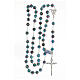 925 silver rosary tubular cross glass beads 8x10 mm light blue rosettes s4