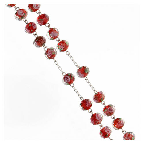 Rosary with beads in red glass 6 mm 925 silver 3