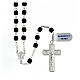 Rosary 925 silver glass beads 6x6 mm sandblasted black s1