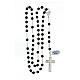 Rosary 925 silver glass beads 6x6 mm sandblasted black s4