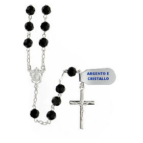925 silver rosary black crystal beads 6 mm modern cross