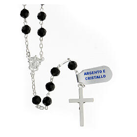 925 silver rosary black crystal beads 6 mm modern cross