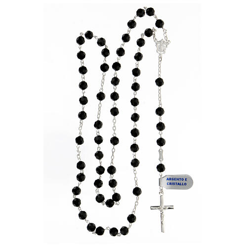 925 silver rosary black crystal beads 6 mm modern cross 4
