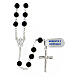 925 silver rosary black crystal beads 6 mm modern cross s1
