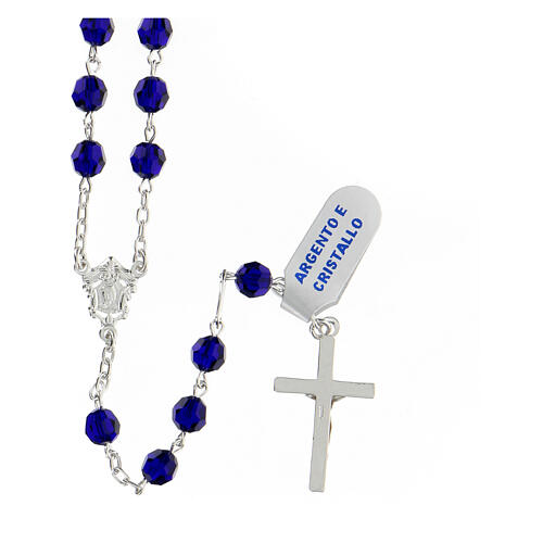 Rosary with beads in blue crystal 6 mm 925 silver 2