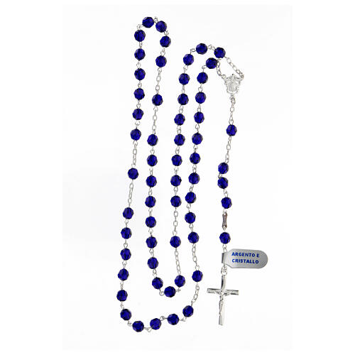 Rosary with beads in blue crystal 6 mm 925 silver 4