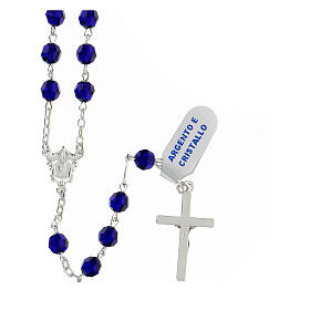 925 silver rosary with faceted royal blue crystal beads 6 mm