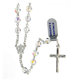 Rosary with beads in white crystal 6 mm 925 silver