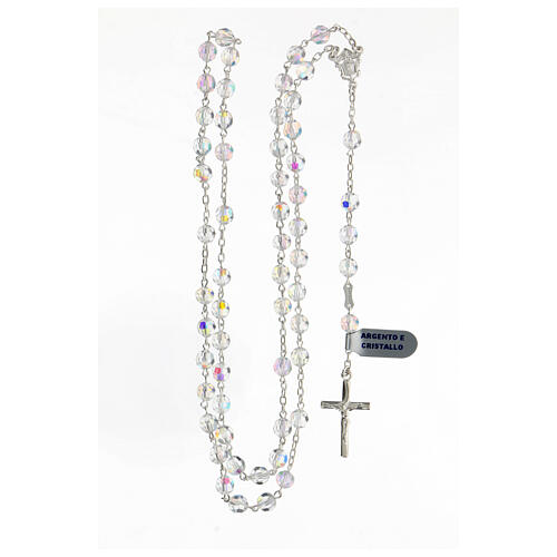 Rosary with beads in white crystal 6 mm 925 silver 4