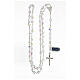 White crystal rosary 6 mm beads 925 silver crucifix s4