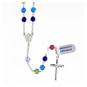 Rosary with beads in multicolour crystal 6 mm 925 silver