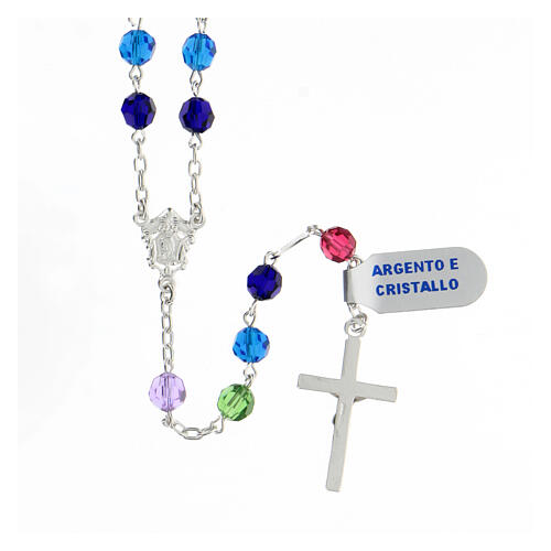 Rosary with beads in multicolour crystal 6 mm 925 silver 2
