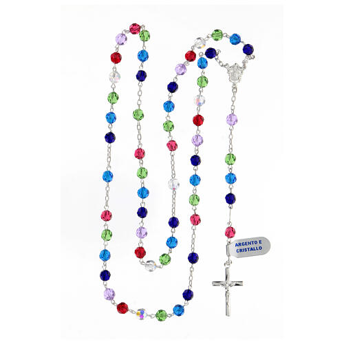 Rosary with beads in multicolour crystal 6 mm 925 silver 4