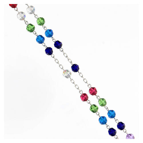 Rosary 925 silver multi-color faceted crystal beads 6 mm 3