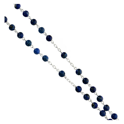 Chapelet argent 925 grains sphères lapis-lazuli 6 mm croix tubulaire 3