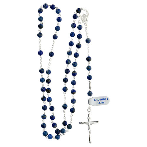 925 silver rosary beads lapis lazuli beads 6 mm tubular cross 4