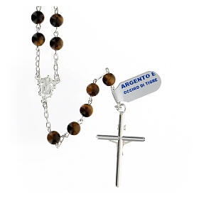 Rosary with beads in tiger's eye 6 mm 925 silver