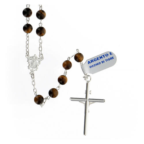 Rosary with beads in tiger's eye 6 mm 925 silver 2