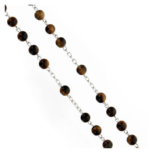 Rosary with beads in tiger's eye 6 mm 925 silver 3