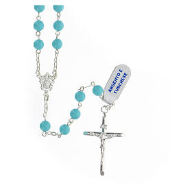 925 silver rosary with turquoise beads, hard stone 6 mm with Mary centerpiece