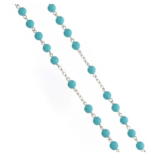925 silver rosary with turquoise beads, hard stone 6 mm with Mary centerpiece 3